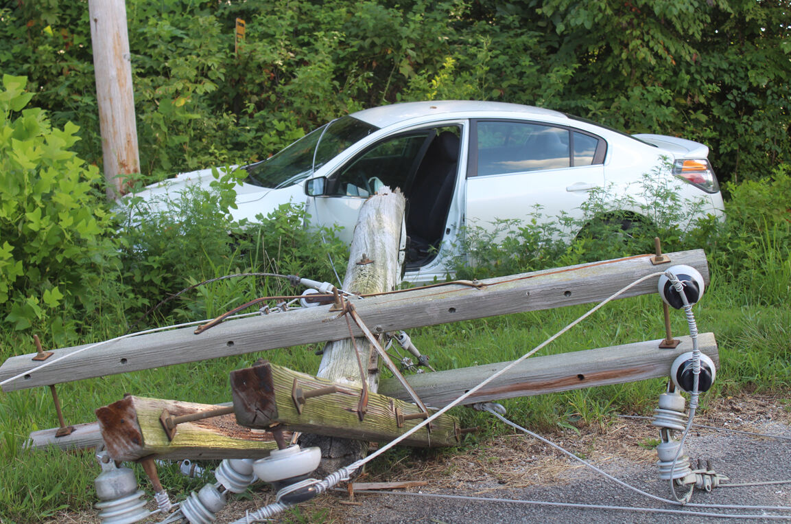 PARIS, TN: Car swerves into power pole, breaks it